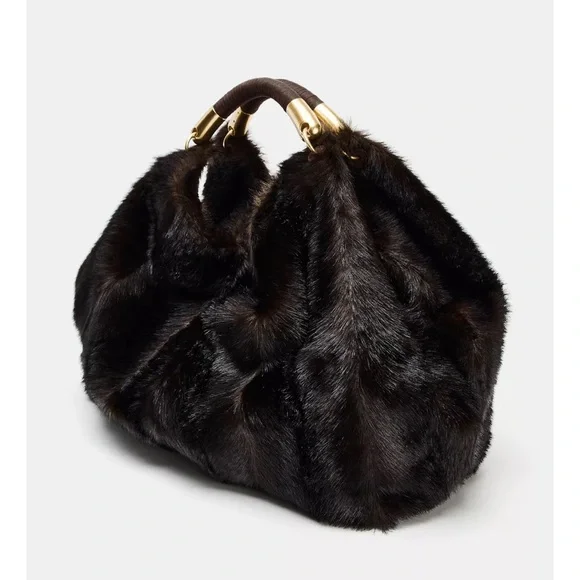 Zara FAUX FUR MAXI BAG - Picture 2 of 6